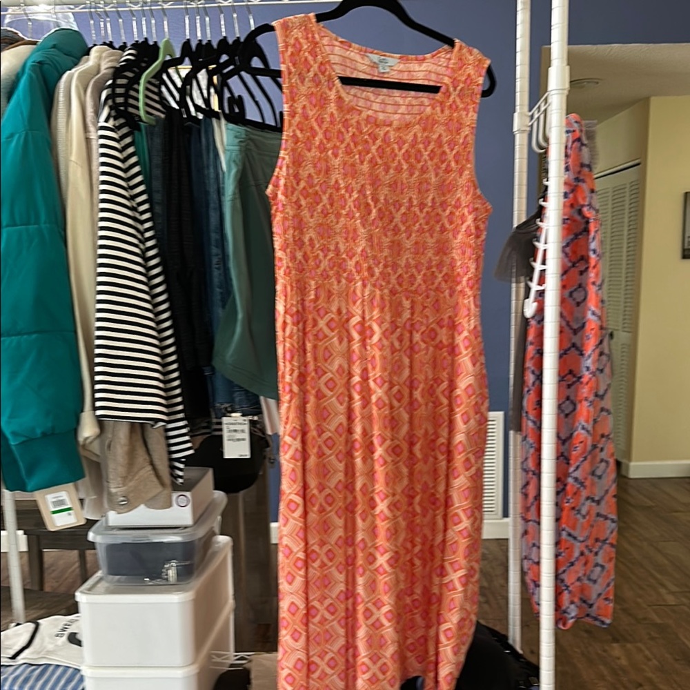 Croft & Barrow Sleeveless Pink and Orange Maxi Dress